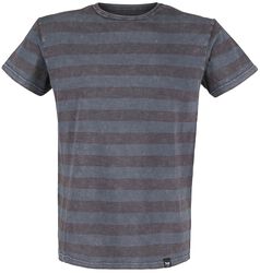 Grey T-shirt with Horizontal Stripes and Crew Neckline, Black Premium by EMP, T-shirt
