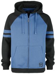 Black/blue zip hoodie, RED by EMP, Hættetrøje med lynlås