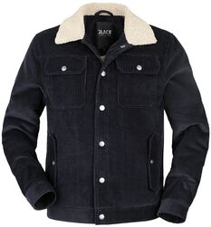 Corduroy Jacket With Teddy Fur, Black Premium by EMP, Overgangsjakke