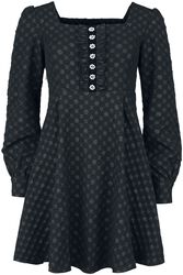 Short dress with floral border, Black Premium by EMP, Kort kjole