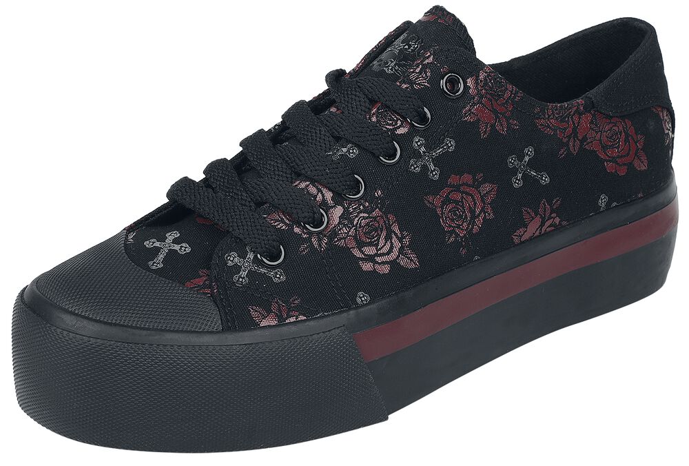 LowCut platform trainers cross and rose print