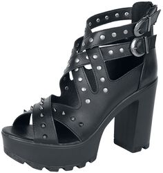 High Heels with Straps and Studs, Black Premium by EMP, Høj hæl