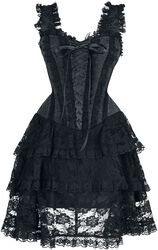 Short Corset Dress with Lace, Gothicana by EMP, Kort kjole