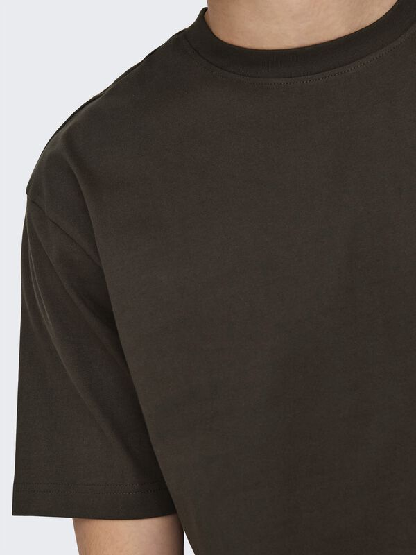 T-shirt Homme Only & Sons Onsmax Life - 100% Coton Biologique - Coupe Normale - Col En écharpe (tube) - Manches Courtes