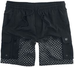 Swimshorts with Chessboard Print, RED by EMP, Badeshorts