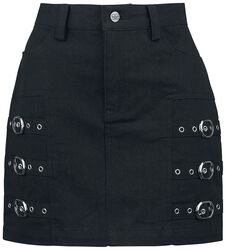 Short skirt decorative buckles, Black Premium by EMP, Kort nederdel