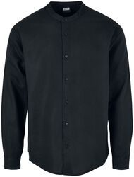 Cotton linen stand-up collar, Urban Classics, Langærmet skjorte
