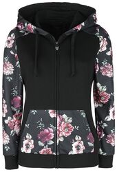 Flower-print hoodie, Rock Rebel by EMP, Hættetrøje med lynlås