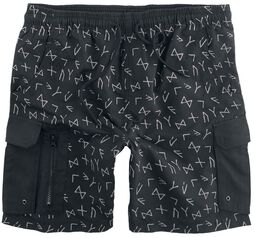 Swimshorts with Rune Pattern, Black Premium by EMP, Badeshorts