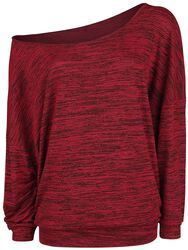 Oversize Melange Wide-Neck Sweater, RED by EMP, Striktrøje