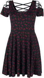 Dress with Lacing and Runes, Black Premium by EMP, Kort kjole