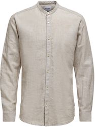 ONSCaiden LS Solid Linen MAO Shirt, ONLY and SONS, Langærmet skjorte