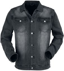 Mørkegrå jakke med brystlommer og knapper, Black Premium by EMP, Jeansjakke