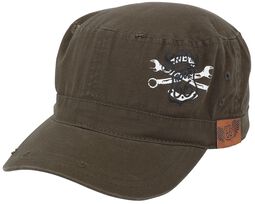 Rock Rebel X Route 66 - Green Army Cap with Print and Patch