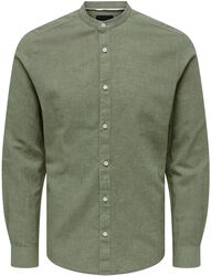 ONSCaiden LS Solid Linen MAO Shirt, ONLY and SONS, Langærmet skjorte