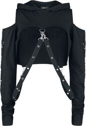 Cropped Hoodie with Straps, Gothicana by EMP, Hættetrøje