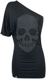 Ladies One Shoulder Skull Shirt, Rock Rebel by EMP, T-shirt