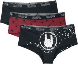 Black/Red Panty Set with Various Motifs
