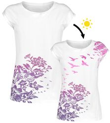 White T-shirt with Crew Neck and UV-Print, Full Volume by EMP, T-shirt