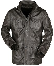 Brown Leather Jacket with Pockets