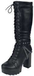 Platform lace-up boots with chains and buckles, Gothicana by EMP, Snørestøvler