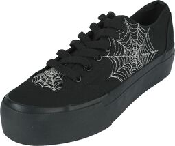 LowCut Plateau Trainers With Spiderweb Embroidery, Gothicana by EMP, Sneakers