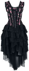 Dress with Carmen Collar and Embroidery, Gothicana by EMP, Mellemlang kjole