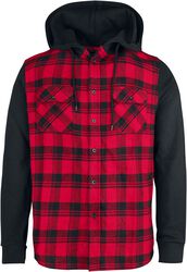 Hooded Checked Flannel, RED by EMP, Flannelskjorte