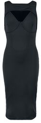 Bodycon Dress with Double Neckline, Black Premium by EMP, Mellemlang kjole