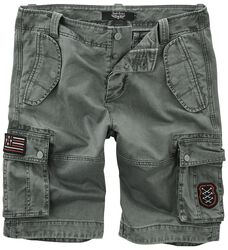 Grey Cargo Shorts with Patches, Rock Rebel by EMP, Shorts