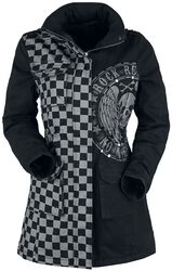 Black/Grey Jacket with Studs and Print, Rock Rebel by EMP, Vinterjakke