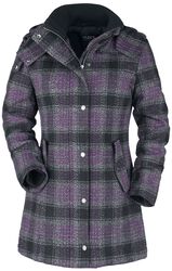 Short coat with chequered pattern, Black Premium by EMP, Vinterjakke