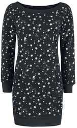 Sweat Dress with All-Over Star Print, RED by EMP, Kort kjole