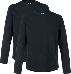 Double Pack Long-Sleeve Tops In Black with Crew Neck, RED by EMP, Langærmet