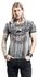 Grey T-shirt with V-Neckline and Side Print