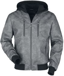 Grey faux-leather jacket, Black Premium by EMP, Overgangsjakke