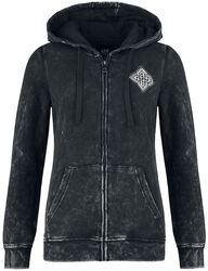 Hooded Jacket with Celtic Adornment, Black Premium by EMP, Hættetrøje med lynlås