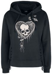 Hoodie with large print and side lacing, Full Volume by EMP, Hættetrøje