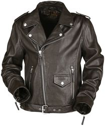 Brown Biker-Look Leather Jacket