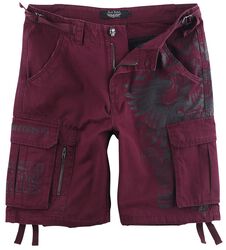 Dark-Red Shorts with Prints, Rock Rebel by EMP, Shorts