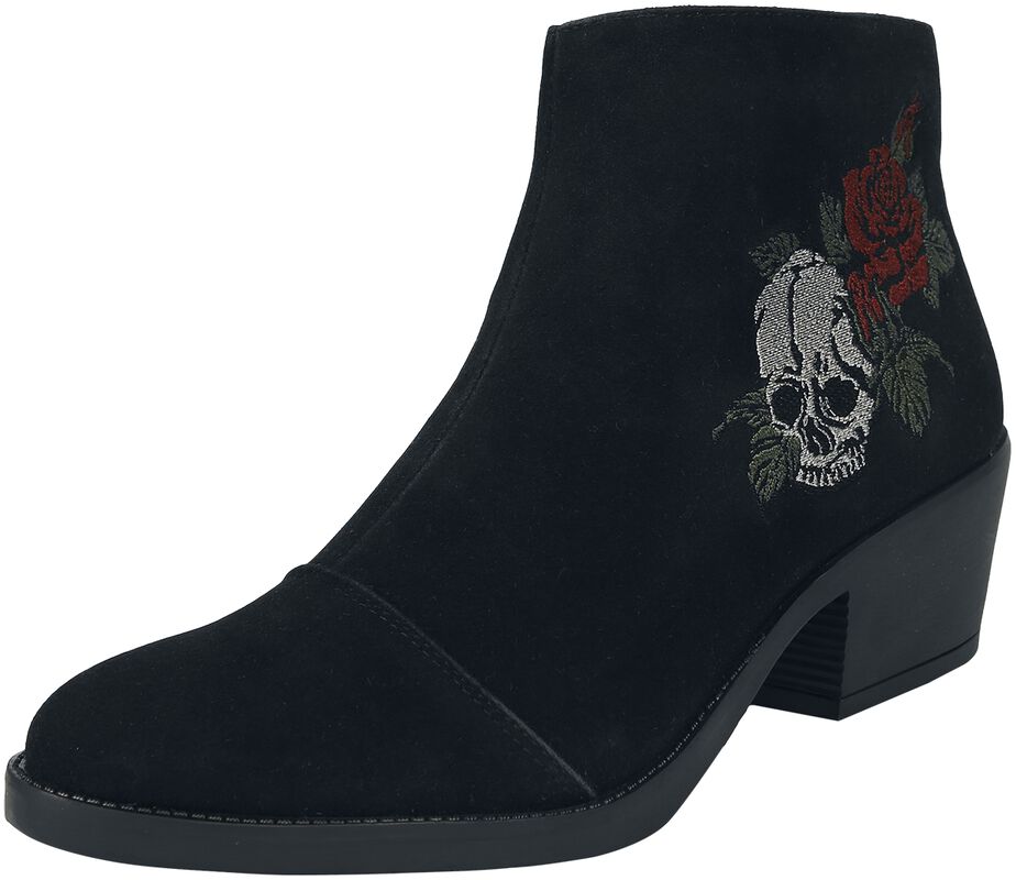 Boots rose and skull embroidery