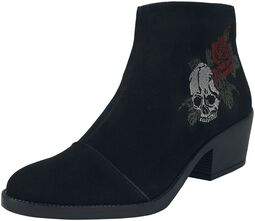 Boots rose and skull embroidery, Rock Rebel by EMP, Støvler