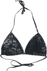 Black Triangle Bikini Top with Skull Print, Black Premium by EMP, Bikinitop