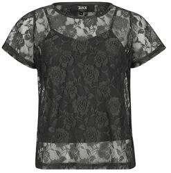 Double-layer t-shirt motif lace, Black Premium by EMP, T-shirt