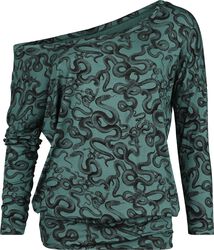 Long-sleeved top snake print, Black Premium by EMP, Langærmet