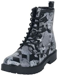 Lace-up boots with all-over rock hand print, EMP Stage Collection, Støvle