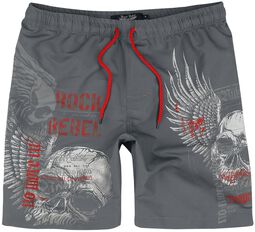 Swim Shorts with Skull Print, Rock Rebel by EMP, Badeshorts