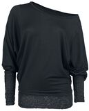 Lace Leisure Shirt, Black Premium by EMP, Langærmet