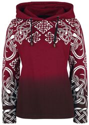Rød hoodie med keltisk print, Black Premium by EMP, Hættetrøje
