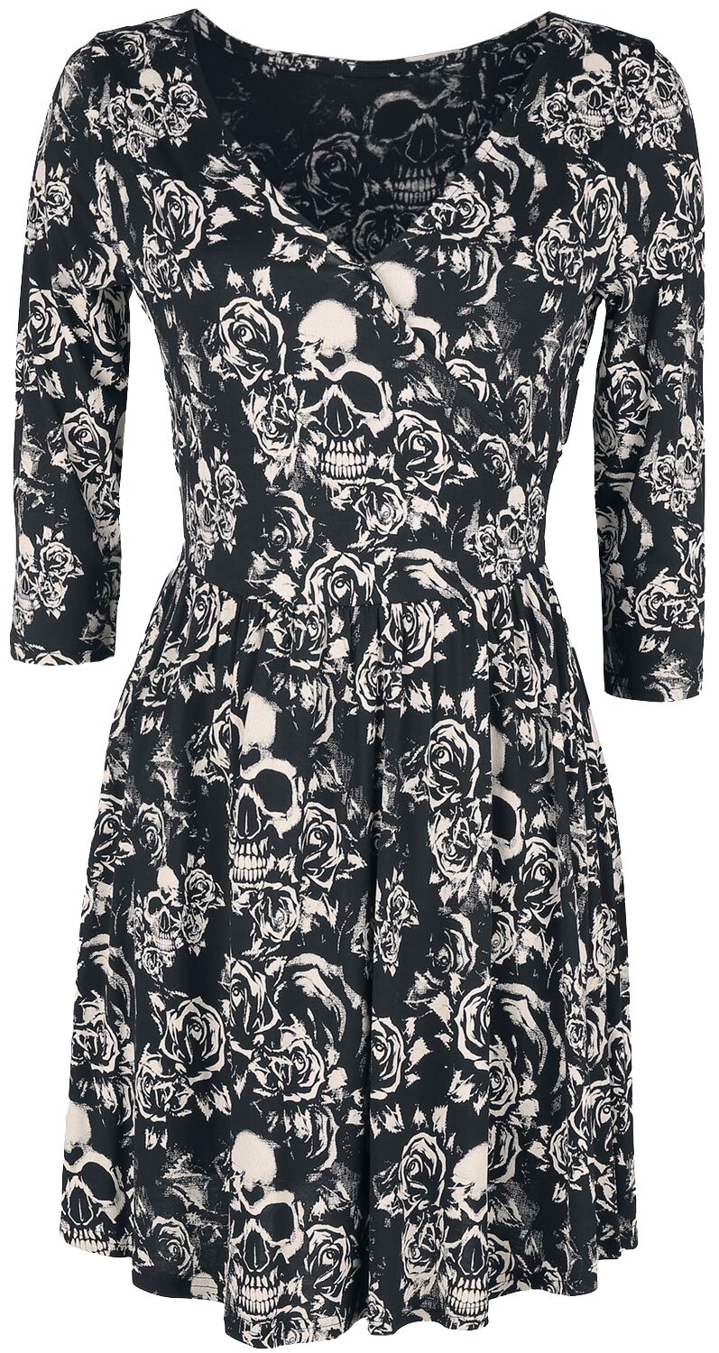 Dress with Skulls & Roses Print | Black Premium by Kort kjole | EMP